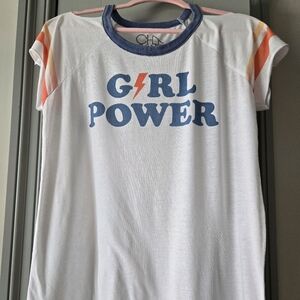CHASER St Tropez GIRL POWER White Loose Tee Shirt Medium